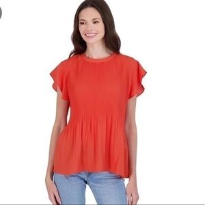 Adrianna Papell Size small Ruffle Sleeve Tangerine color top